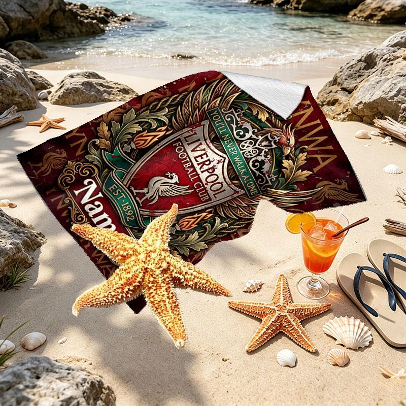 Custom Name Personalized LFC Print Beach Towel, for Trip Camping Beach Party Home Decor, Birthday Gift for Family & Friends