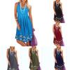 Women's Sleeveless Flower Dress with Printed Loose Vest Dress