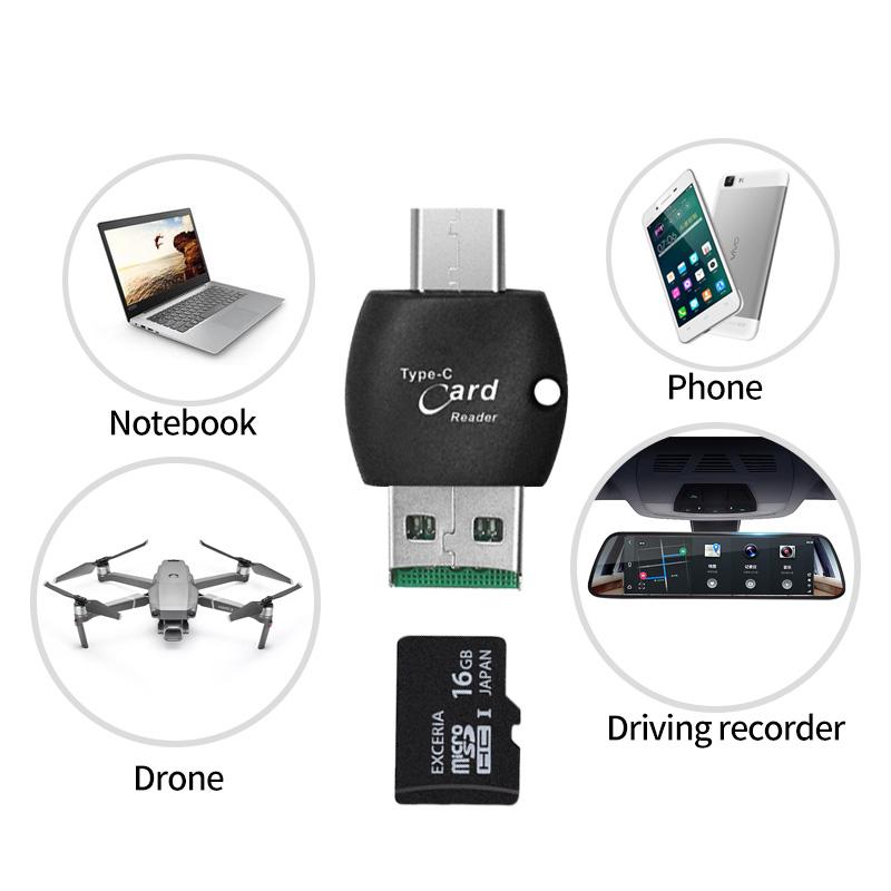 HdoorLink 2 в 1 USB C TF-кардридер Универсальный Type-C OTG высокоскоростной мини-адаптер USB 2.0 для ноутбука, ПК, мобильного телефона