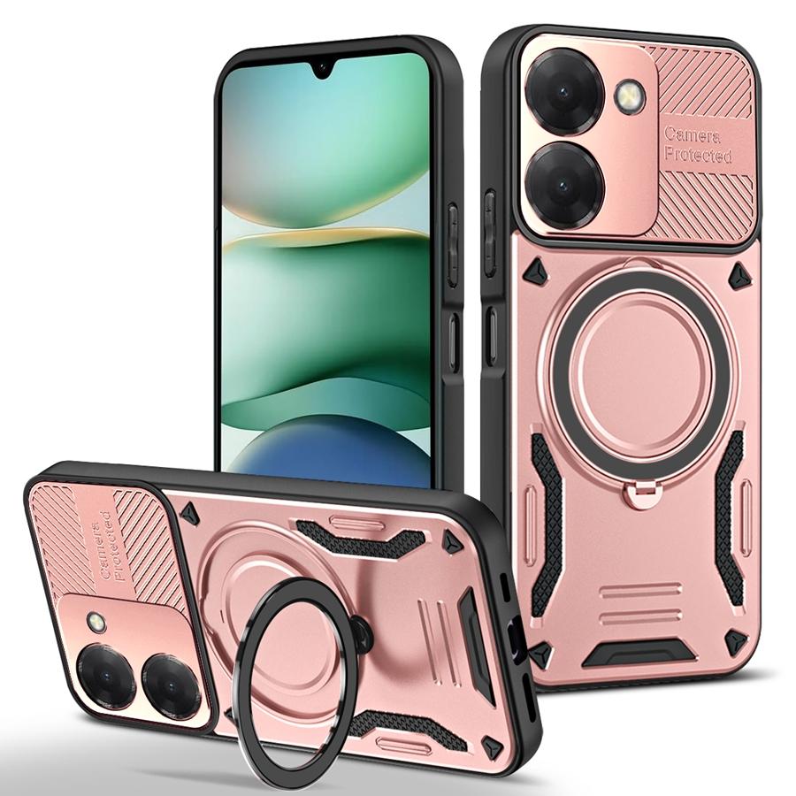 Прочный ударопрочный магнитный чехол-броня для Xiaomi Redmi 15C 15 A5 14C Note 14S 14 13 Pro Plus 5G с держателем-кольцом для автомобиля