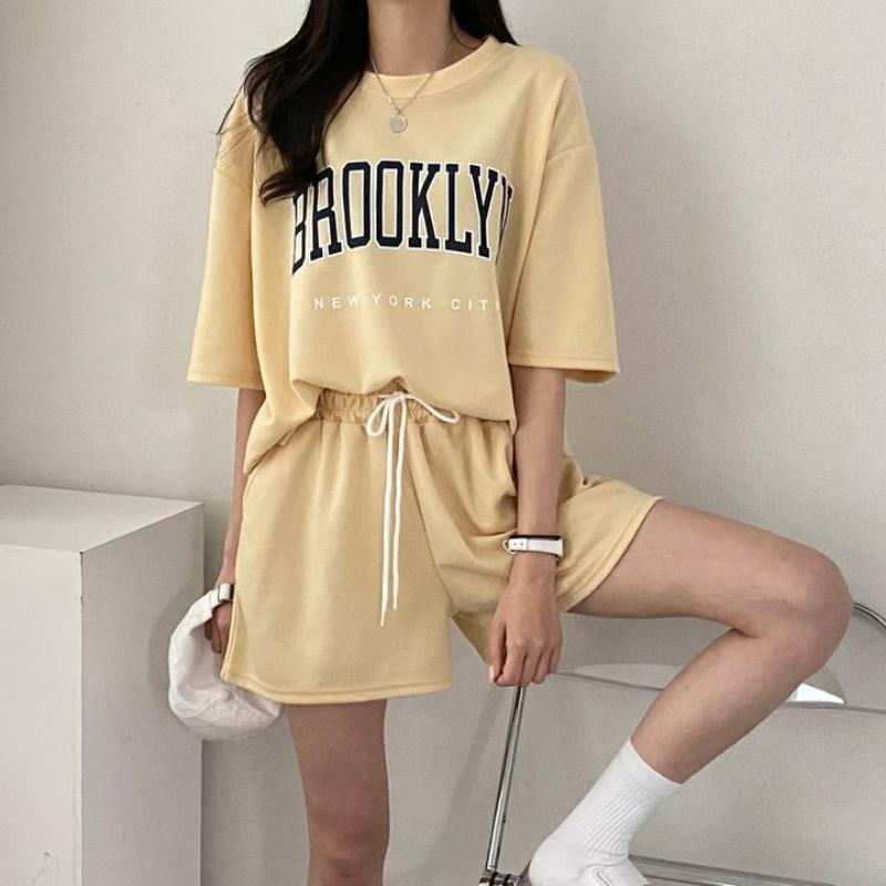 Женские комплекты из футболки и шорт Summer rNew Комплекты из двух предметов BPrint Классические женские спортивные костюмы оверсайз
