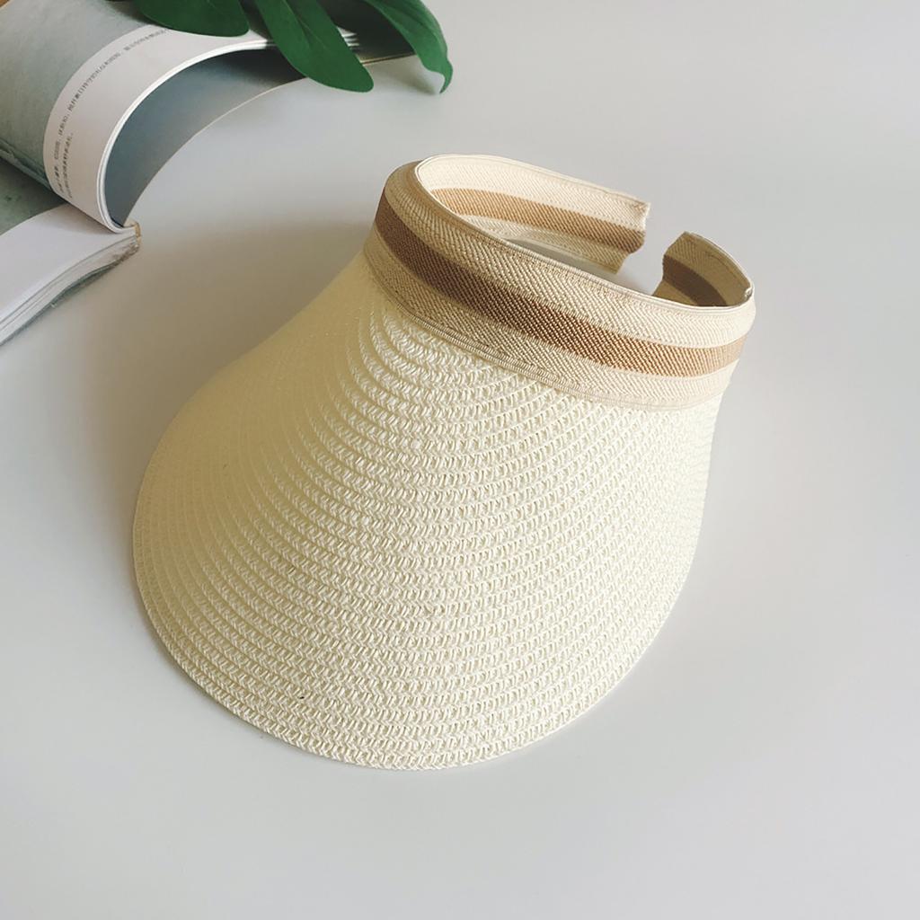 Sun Visor Hats For Women Wide Straw Visors Womens Foldable Beach Visors Summer Roll Up Ponytail Beach Hat