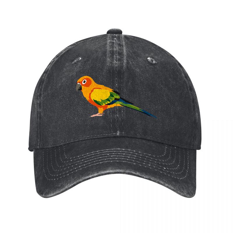 Parrot Design Washed Canvas Baseball Cap Classic Adjustable Hat for Unisex and Women Outdoor Fashion Accessory