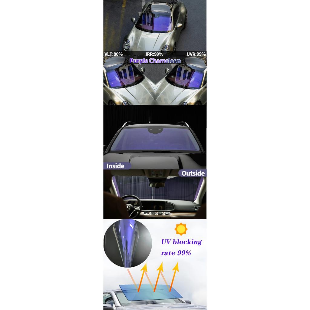 High Quality purple chameleon window tint film roll VLT80% Solar Car Glass Sticker UV Sun Solar Protection  High Heat Resistant