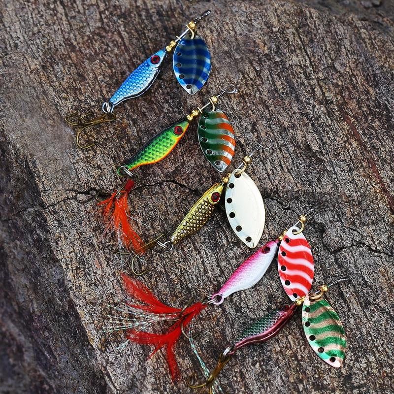 5 шт., приманки-спиннеры с портативной сумкой для переноски, приманки для окуня, приманки для форели, набор твердосплавных приманок