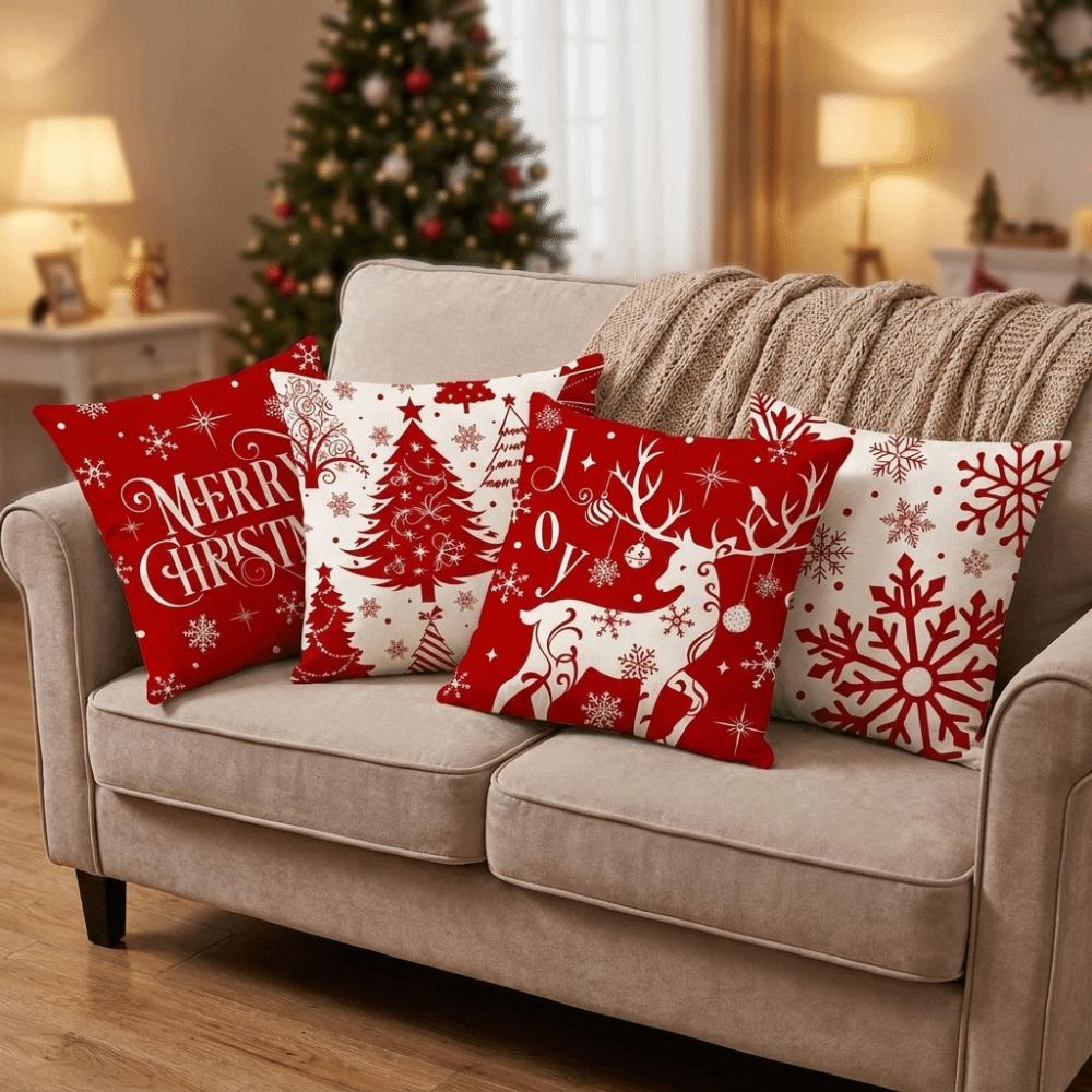 Comfortable Christmas Pillow Cover Soft Throw Pillowcase Christmas Tree Cushion Cover Home Decor