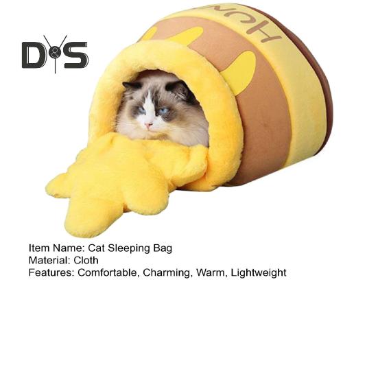 Кровать для кошек Honey Pot, зимний теплый спальный мешок для кошек, полуфиксированная кровать для кошек из мультфильмов, мягкая палатка для домашних животных, гнездо для котят и щенков