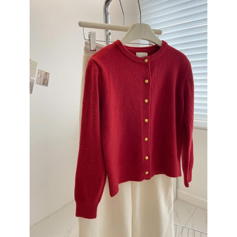 Белый кардиган из трикотажа с маленькой золотой пряжкой для женщин! Осенне-зимний мягкий восковой утолщенный теплый свитер-куртка с круглым вырезом