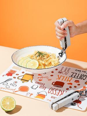 Многофункциональный зажим для тарелок KOMEKI с силиконовой ручкой - приспособление для удаления приготовленной на пару рыбы