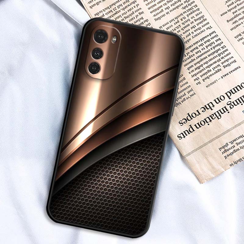 Художественный металлический узор Чехол для телефона Motorola G85 Edge 50 G24 G35 G14 G04 40 G72 G34 G G54 G13 G32 5G Черный