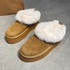 Северо-восточные сноубутсы на толстой подошве женские зима 2025 новые набивные утолщенные теплые пушистые короткие снежные хлопковые туфли