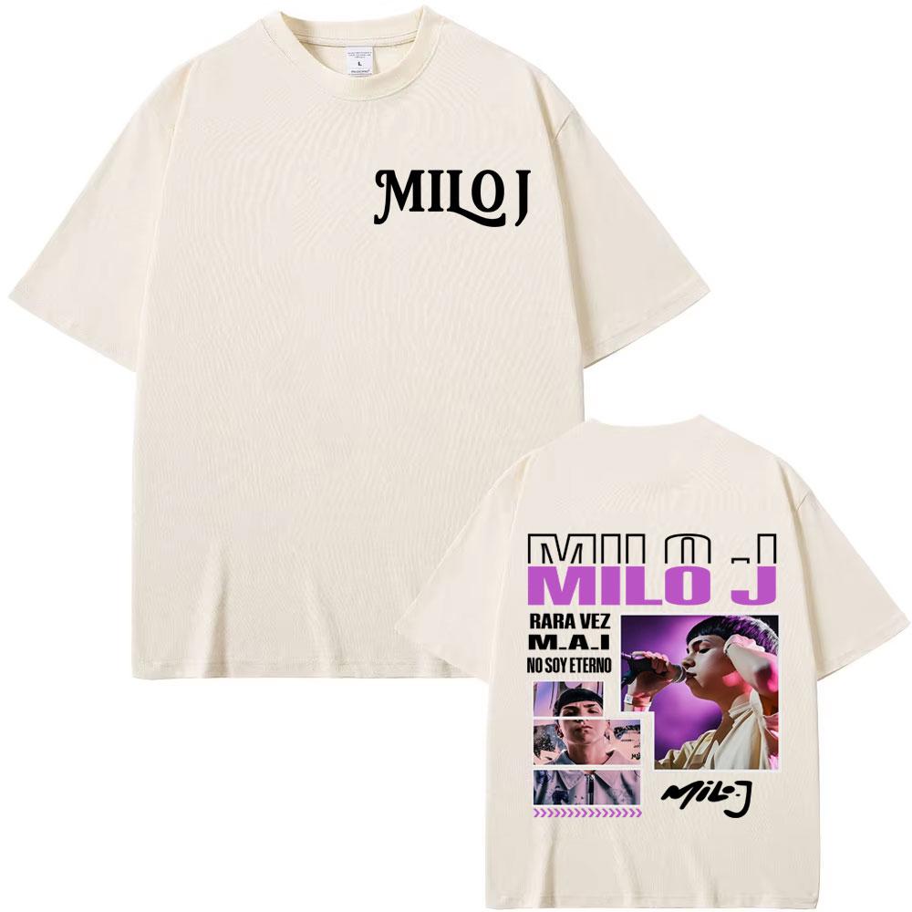 2026 Summer Rap Singer Milo J Ravida Times Mascall Tower New Album Tshirt Summer Men Hip Hop Retro Cotton Loose Casual Tshirt