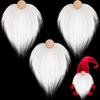 DIY Gnome Beads and Fake Beards 6pcs/set Faux Fur Dwarf Beard Wood Bead for Christmas Plush Gnome for Doll Handmade
