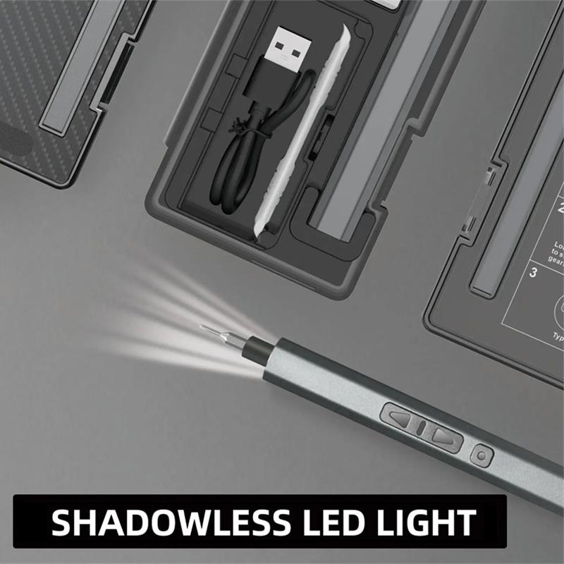 Precision Electric Screwdriver Set 30 In 1 LED Mini Power Tools 5 Torque 5/32 Inch Hex Magnetic Bits for PC Phone Glasses Repair
