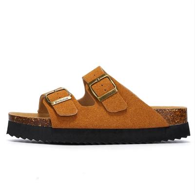 Модные шлепанцы на толстой подошве 4 см для мужчин/женщин, повседневная обувь для ходьбы, сабо слипоны с ремешком на пряжке из нубука, сандалии на платформе, пляжные пробковые слайды