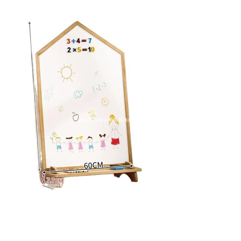 Двусторонняя магнитная мольберт-доска из массива дерева: Стирающаяся доска для рисования и письма без пыли для детей.