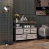 Industrial style storage unit with 5 foldable and removable fabric drawers and shelves - 98W x 29D x 85H cm
