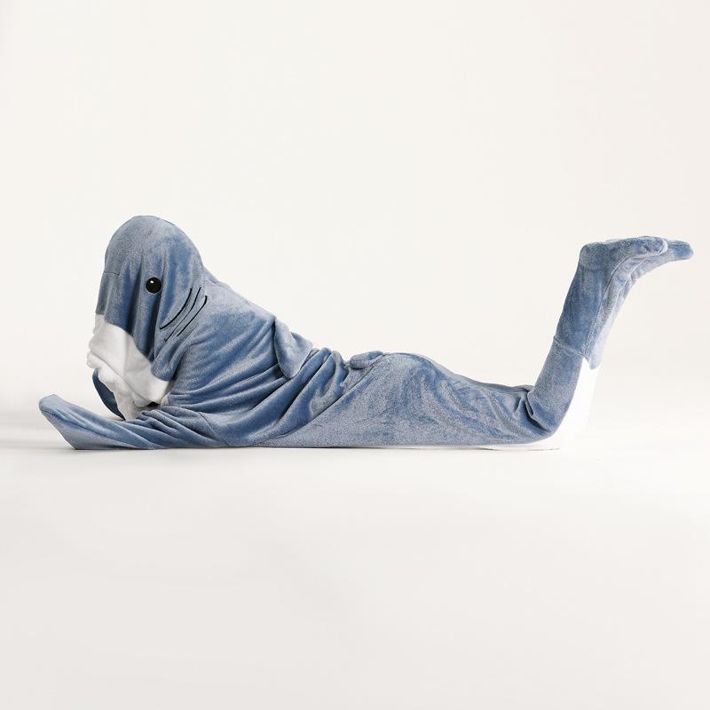 Теплая фланелевая пижама-одеяло, домашний костюм, пижама с изображением акулы из мультфильма, унисекс, игровой костюм для детей и родителей, забавная домашняя одежда с капюшоном для пижамной вечеринки