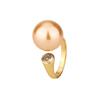 Jewelry Copper Gold Plated Simulation Pearl Simple Wind Ring Female 14Mm