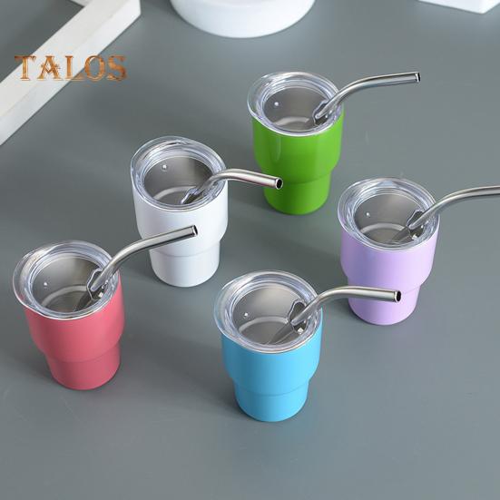 Чашка из нержавеющей стали 60 мл с соломинкой и крышкой, антикоррозийная универсальная минималистичная антикоррозийная чашка для воды для коктейлей, соков