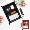 PU Leather Valet Tray Trinket Collapsible Phone Key Wallet Coin Desktop Storage Sundries Box Nightstand Organizer for Home