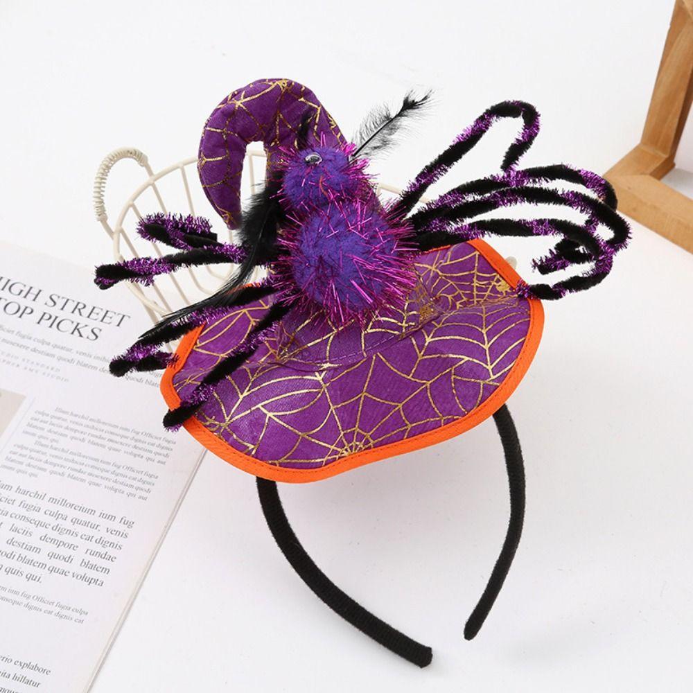 Cartoon Halloween Witch Hat Headband Spider Cone Hat Hair Hoop Photo Props