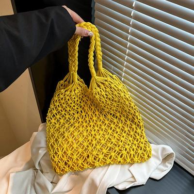 И-Плетеная Сумка Женская Ручной Работы Ажурная Сумка Женская Сумка Через Плечо Большая Вместимость Летняя Повседневная Дорожная Пляжная Сумка-Тоут Кошелек