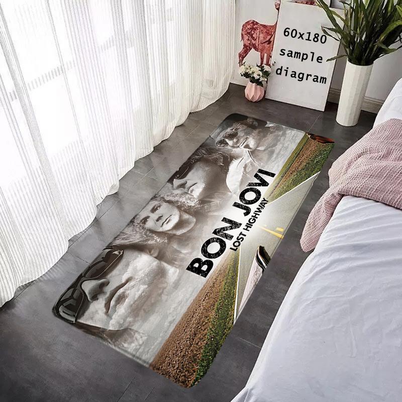 Doormat Flannel Floor Mat B-Bon Jovi Indoor Foot Rug Bedside Mats Kitchen Corridor Absorbent Carpet Ideal for Balcony Decoration