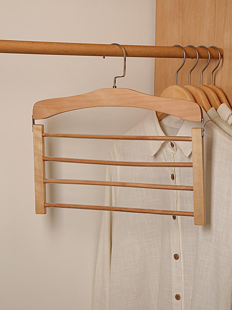 Real Wood Multi-Functional Multi-Layer Clothes Hanger No Trace Anti-Slip Tie Scarf Towel Storage Rack Clothes Hanger