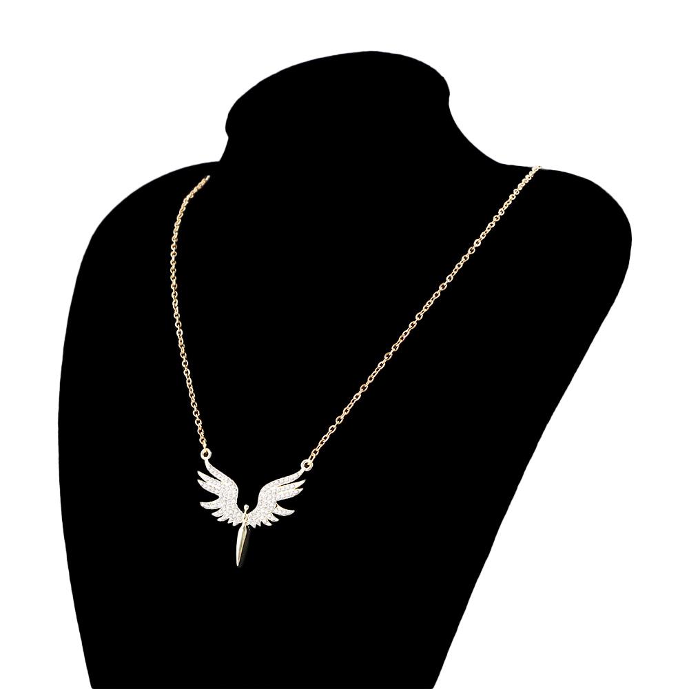 Pendant Crystal Angel Wings Rhinestones Korean Neck Jewelry Choker Clavicle Chain Woman Necklaces