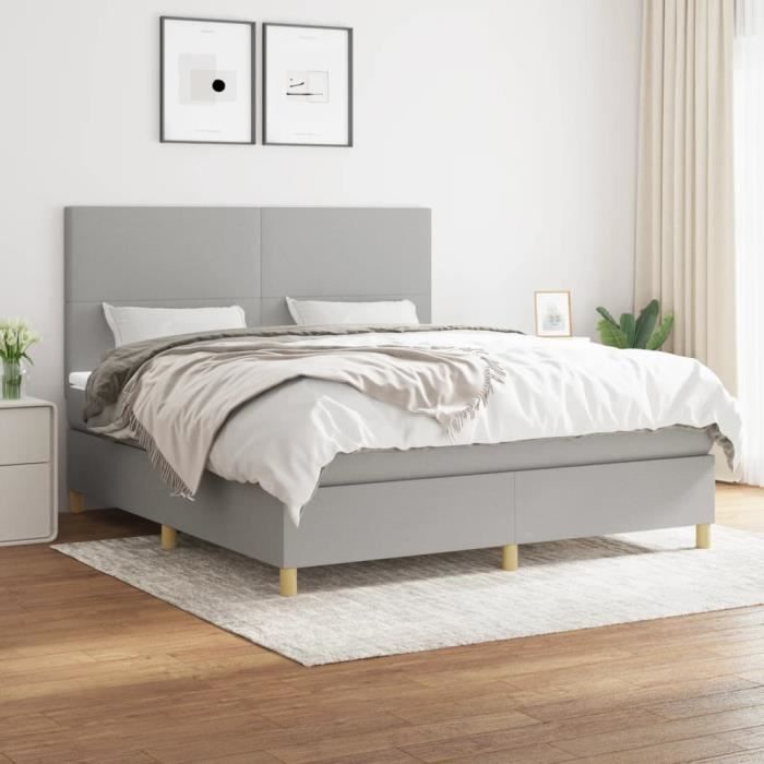 VidaXL Divan Bed with Mattress Light Grey 180x200cm Fabric - Model 3142193