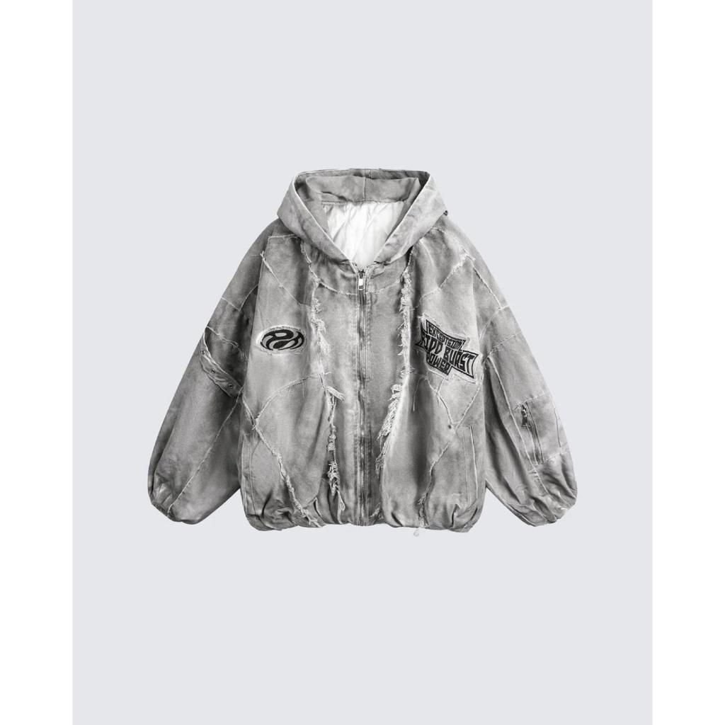 VibeStreet Unisex Chinese Trend Wasteland‑Style Mottled Distressed Cargo Jacket Casual Versatile Winter Padded Coat