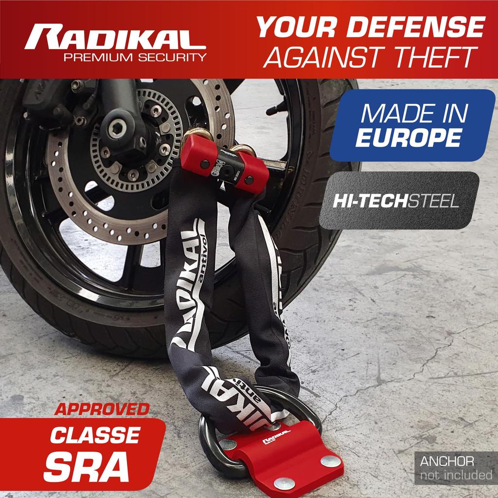 RADIKAL RK48120 Bike Chain Mini U Padlock SRA High Security Approved Anti-Theft ø13.5 + ø18,