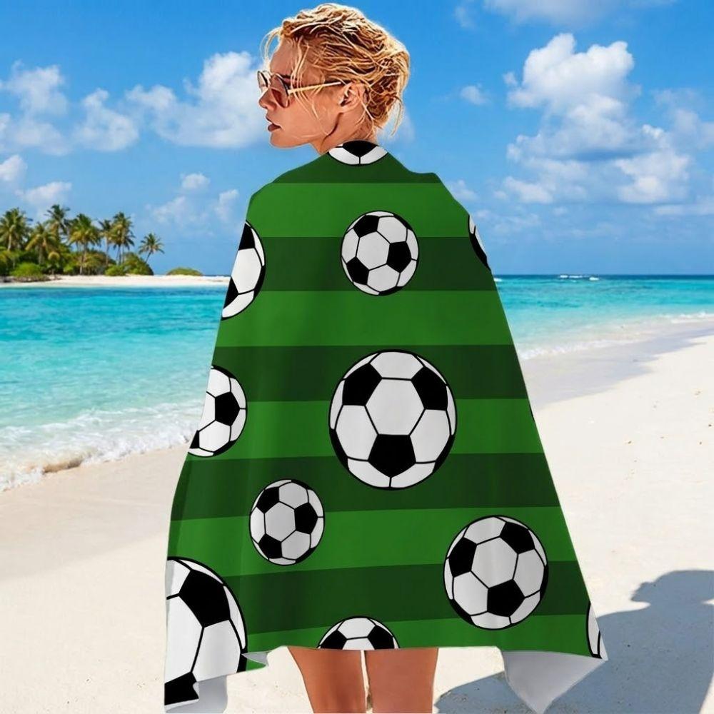 Portable Football Print Beach Towel Soft Shower Towel Creative Quick-Dry Beach Scarf Beach
