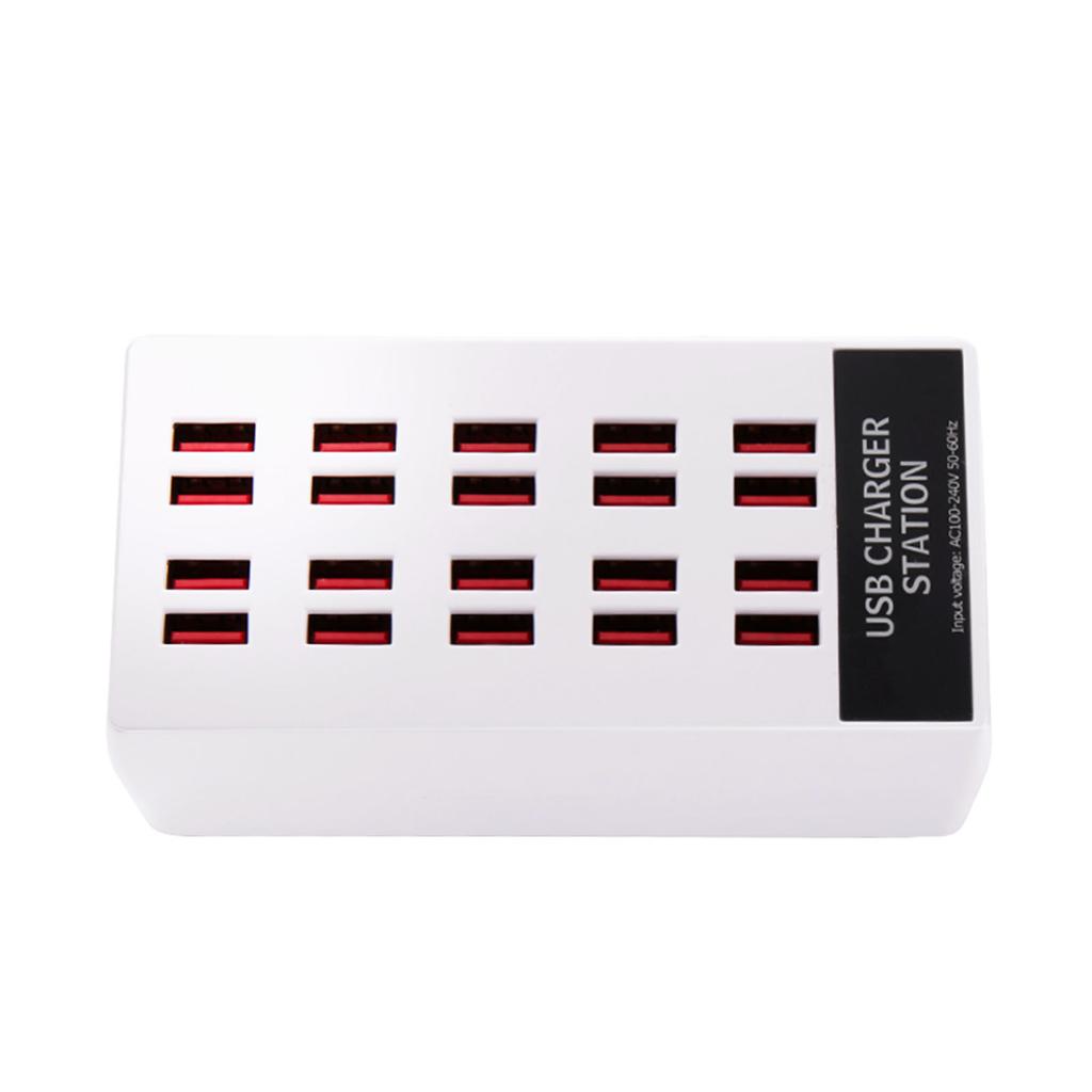 USB-зарядная станция мощностью 100 Вт. Зарядное устройство с USB-разъемом. 20-портовое настольное зарядное устройство, совместимое с IOS и Android.