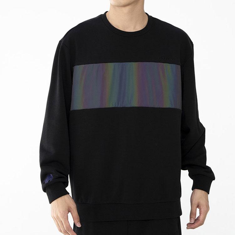 Adidas Нео переливающаяся толстовка с круглым вырезом и вставками. Мужская толстовка черного цвета HB7380