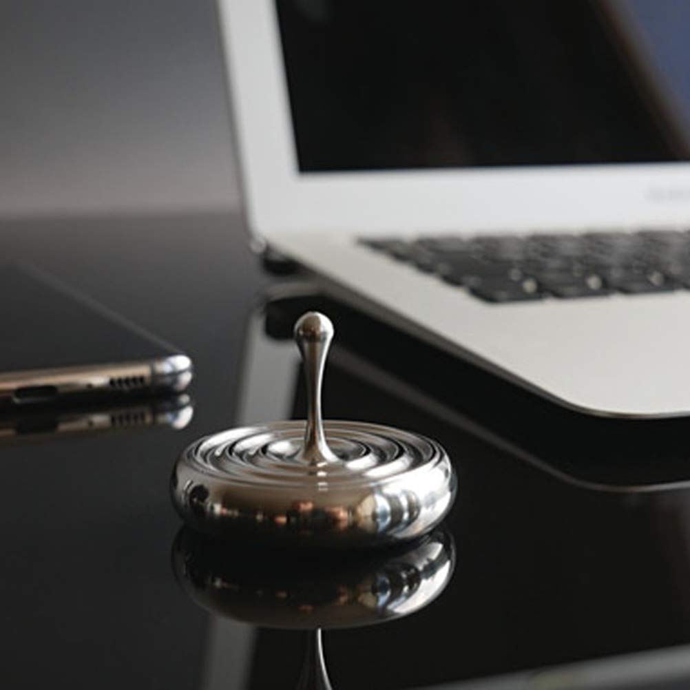 Sanwer Metal Water Droplet Desktop Toy with Spinning Rotating Magnetic Spinning Desktop Droplet Spinner Hand Twist Tabletop Base Gyro, Base, Top, Toy,