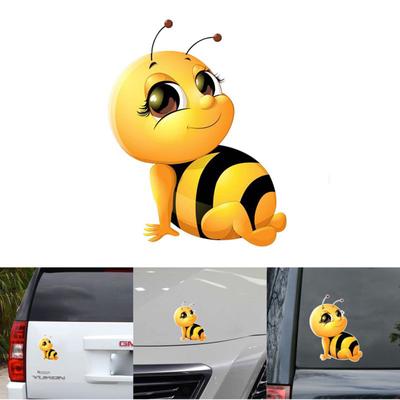 Креативная забавная мультяшная наклейка, улыбка, пчела, автомобильная наклейка с большими глазами, наклейка с пчелой, ПВХ, автомобильная наклейка, забавное украшение