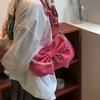 Летняя модная маленькая милая сумка через плечо с бантом и жемчужной цепочкой, универсальная роскошная фактурная сумка подмышкой