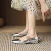 Spring and Autumn Seasons Silvery Single Shoes Mary Jane Shoes Female Flat Bottom Comfortable Simple All-match Womens Shoes