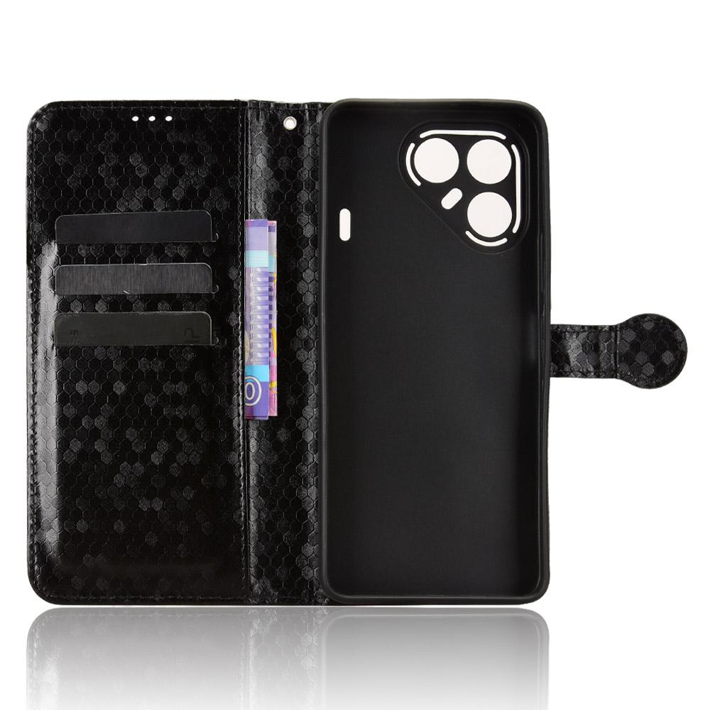 For TECNO Pova 7 5G Wallet Case Dot Pattern Imprint PU Leather Phone Cover with Wrist Strap