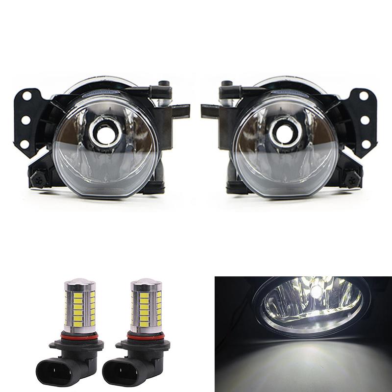 Front Fog Lights Lamp Housing Lens Clear Auto Foglight With Bulbs For BMW 3 5 6 Series E60 E61 E90 E91 323i 325i 525i