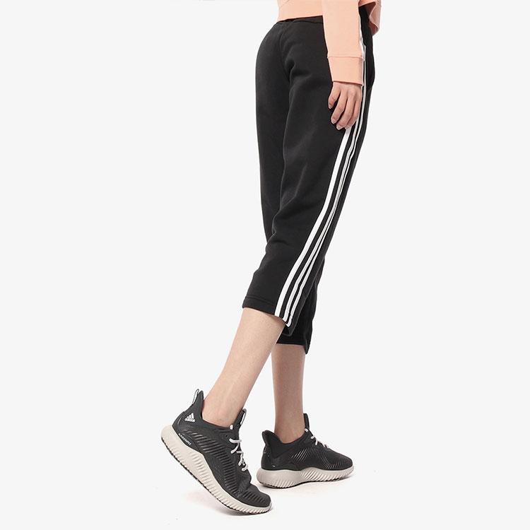 adidas Укороченные беговые брюки из флиса с тремя полосками в стиле ретро, женские черные брюки S97105