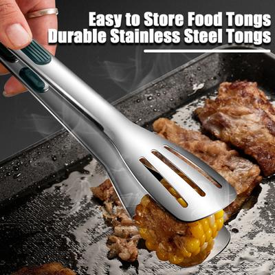Щипцы для еды из нержавеющей стали с силиконовой ручкой Легкая кухонная утварь Термостойкий зажим для отваривания еды для домашнего ресторана Приготовление пикника
