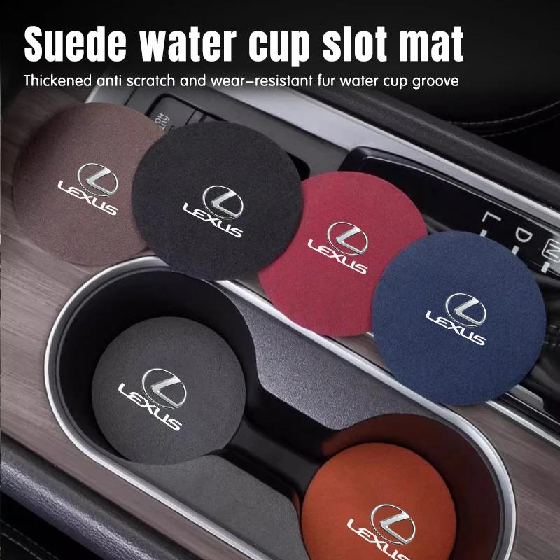 2Pcs Car Logo Coasters Leather Water Cup Non-Slip Mats For Lexus CT200h ES250 ES300h IS250 IS200 GS300 GS460 GX470 LS400 LX470 R