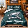 Philadelphia Eagles Pattern Bedding 3Pcs Set Custom Name, Bed Sheet And Pillowcases For Home Bedroom