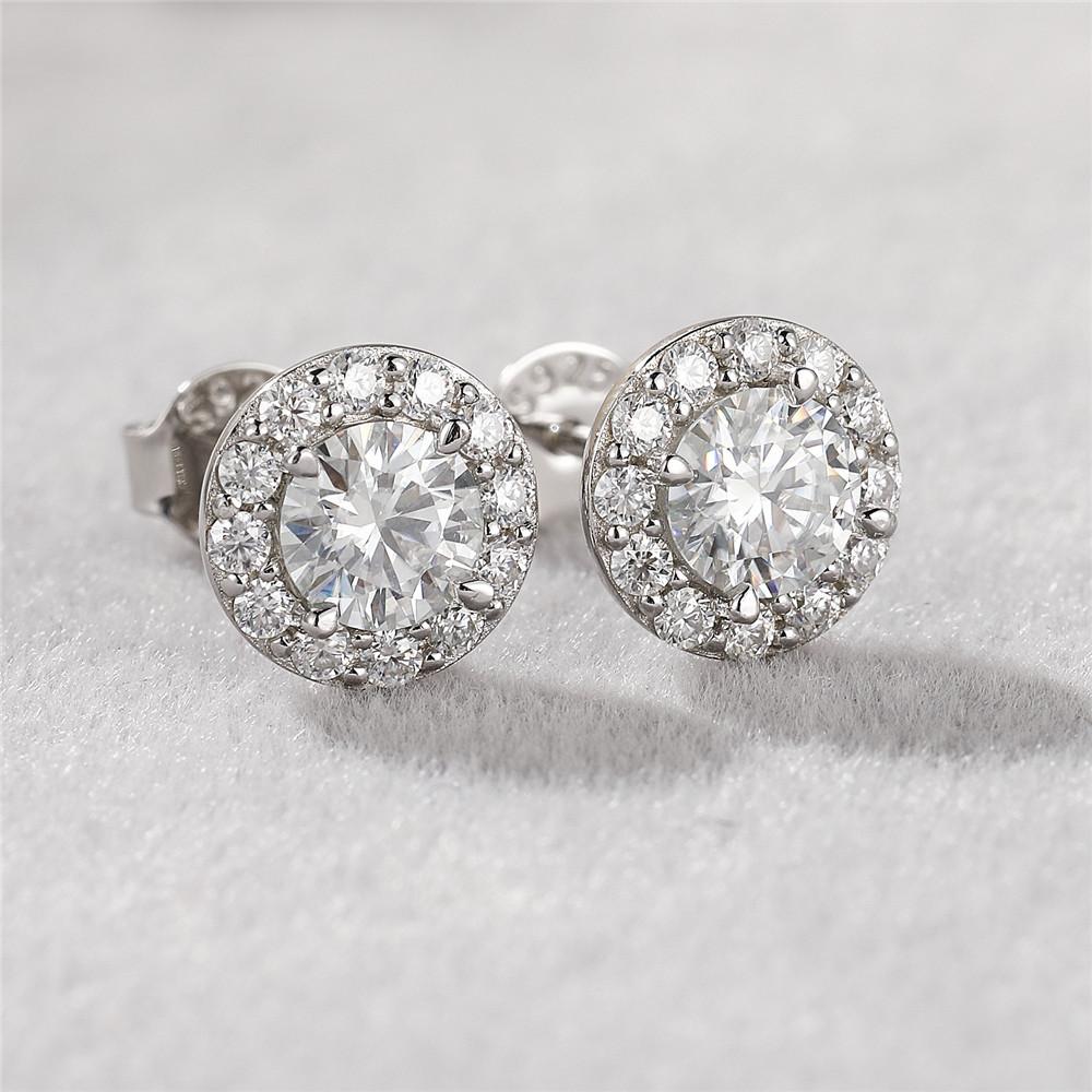 0,5 карата S925 стерлинговое серебро круглые серьги-гвоздики в форме мешка женские простые модные серьги с муассанитом и бриллиантами моцарелла фабрика