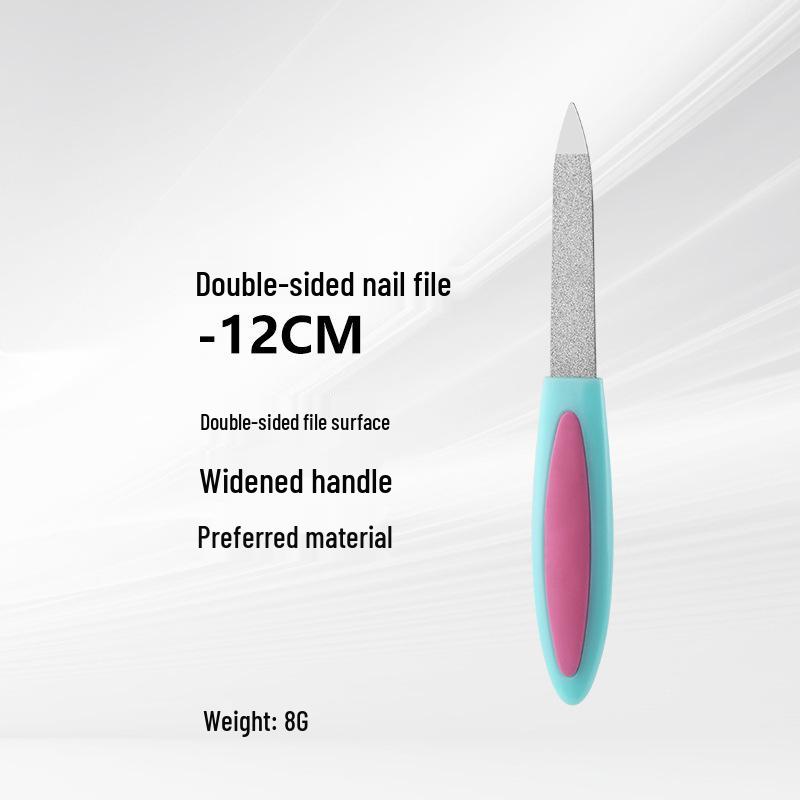 Двусторонняя стальная пилка для ногтей с пластиковой ручкой для домашнего маникюра