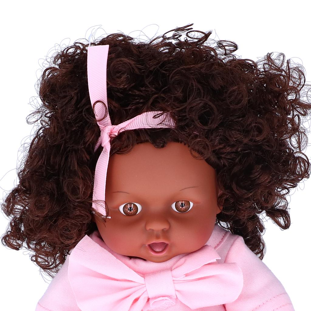 Lifelike Baby Play Doll African Girl Dolls Children Kids Toddler Toy Birthday Gift 25cm Celsius 9.8in
