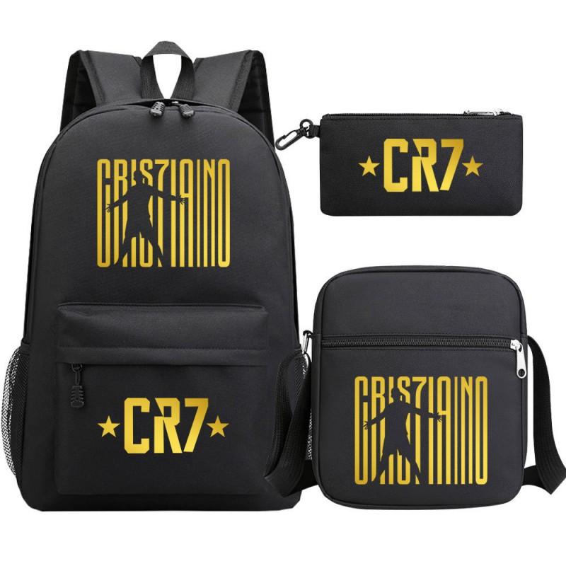 Youth Football Star Print Backpack Set Teens - 3-Piece Unisex Oxford Fabric School Bag With 13 Laptop Compartment